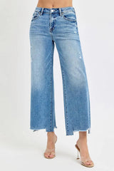 SANDY HIGH RISE CROP STEP HEM DENIM JEANS