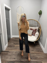 SAMI CAMEL STRIPE LIGHT WEIGHT SWEATER TOP