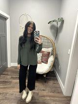 NOVA HUNTER GREEN KNIT SWEATER TOP