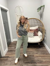 KATE OLIVE BELTED BARREL DENIM JEANS