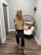 ANGELA CAMEL STUDDED SWEATER VEST TOP