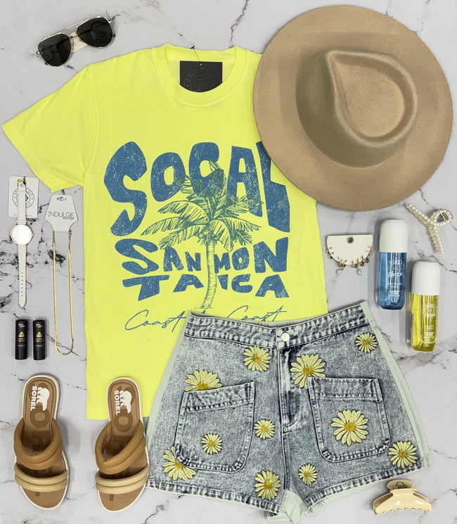 NEON LIME SO CAL GRAPHIC TEE