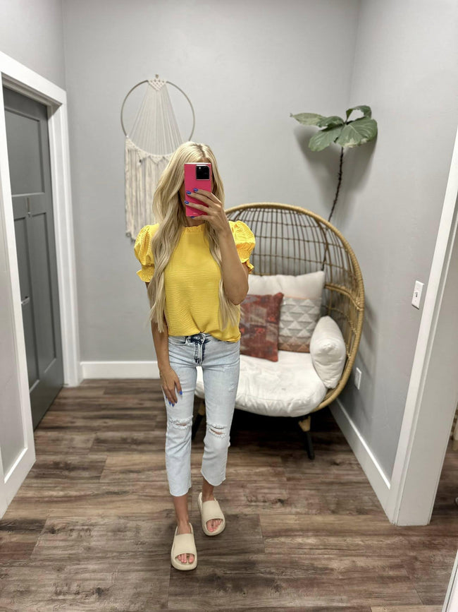 SOPHIE SUNSHINE SMOCKED SLEEVE BLOUSE TOP