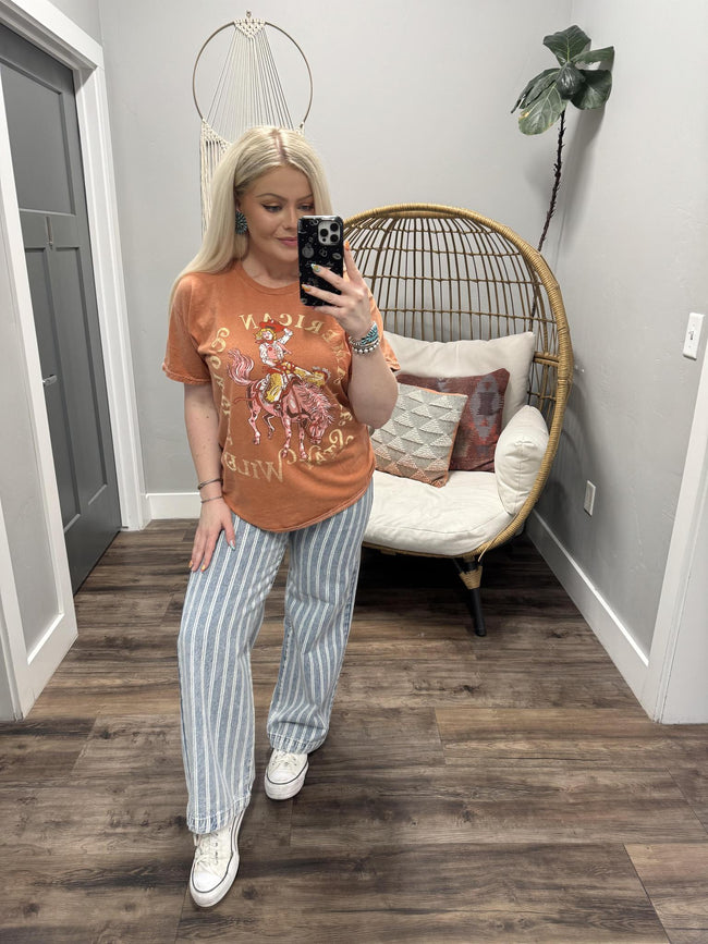 ALL AMERICAN WASHED COWGIRL GRAPHIC TEE
