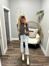 MAKEL PLUM STRIPE SWEATER TOP