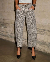 NIKKI HIGH RISE LEOPARD BARREL JEANS