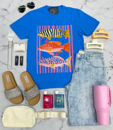 ROYAL BLUE TRIO FISH GRAPHIC TEE