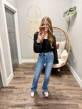 MEGAN BLACK CROCHET LONG SLEEVE BLOUSE