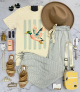 IVORY STRIPED PREPPY DUCK GRAPHIC TEE