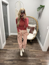 KELLY VINTAGE RED PINSTRIPE PANTS