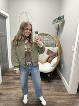 BLAIR OLIVE QUILTED ZIP BUTTON UP JACKETS