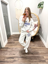 HEATHER GREY THE COUCH CLUB GRAPHIC SWEATPANTS