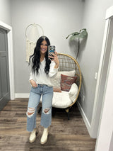 SOPHIE WHITE LONG SLEEVE RUFFLE BLOUSE