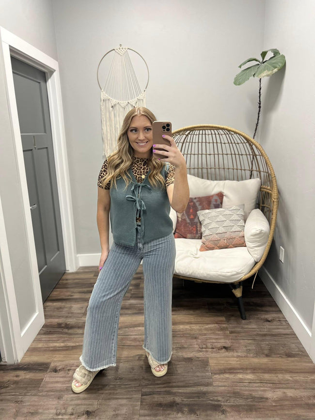 SOPHIA LEOPARD MESH SHORT SLEEVE TOP