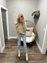 LINDEN CHAMPAGNE STRIPE METALLIC SWEATER TOP