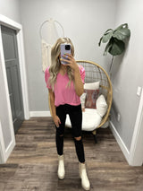 SOPHIE BUBBLE GUM SMOCKED PINK BLOUSE