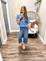 HANNAH BLUE STRIPE SHORT SLEEVE TOP
