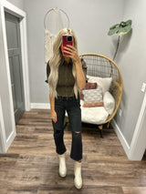EMORY PLAID RUCHED BUTTON UP BLOUSE