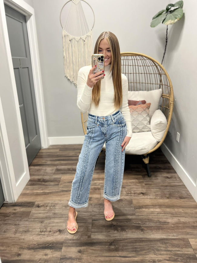 HOLLY IVORY PANEL LONG SLEEVE TOP