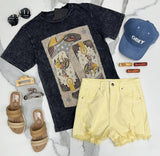 BLACK WASHED BUCKING BOOT GRAPHIC TEE