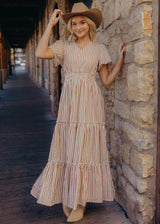 THE EDEN CAFE STRIPE MIDI DRESS