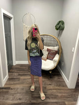 MISTY PURPLE LEOPARD MIDI SKIRT