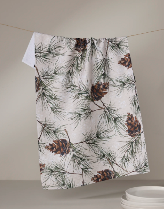 GEOMETRY EVERGREEN FROST TEA TOWEL
