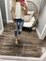 PURE SOUL EYELET PUFF SLEEVE BLOUSE
