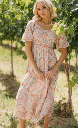 THE WYOMING COUNTRY FLAIR SMOCKED FLORAL DRESS