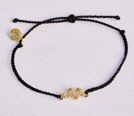 PURA VIDA BLACK SNAKE GOLD CHARM BRACELET