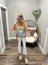 ORANGE WASHED ROCK & ROLL GRAPHIC TEE