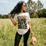 GREY RETRO FLORAL GRAPHIC TEE