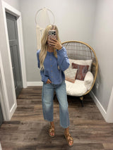 JUDY DUSTY BLUE BUTTON UP CARDIGAN TOP