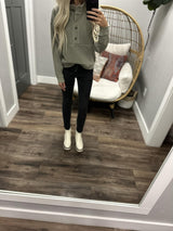JOCELYN WASHED OLIVE CORDED HENLEY CREW
