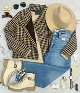 RAQUEL PLAID FRONT ZIP JACKET