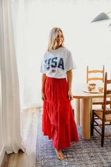 JULY RED GAUZE SKIRT