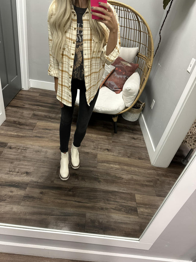 BILLABONG SO STOKED PLAID BUTTON UP TOP
