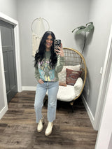 OLIVE WORLD TOUR GRAPHIC CREW SWEATSHIRT