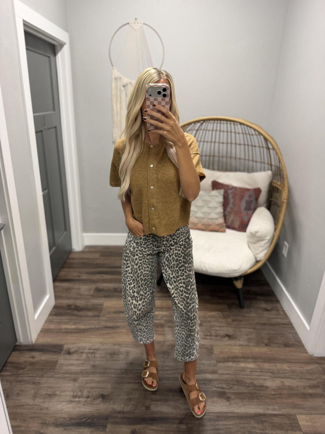 KOURTNEY SHORT SLEEVE CAMEL CARDIGAN TOP