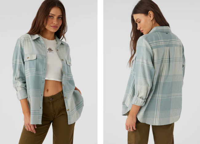 ONEILL BROOKS FLANNEL PLAID BUTTON UP TOP