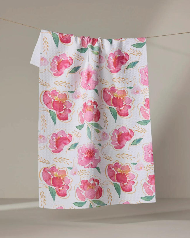 GEOMETRY PINK PEONY TEA TOWEL