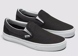 VANS BLACK SUMMER LINEN SLIP ON SHOES