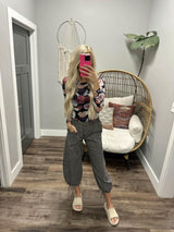 SLOAN BLACK MESH FLORAL LONG SLEEVE TOP