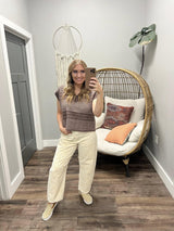 WINNIE CHOCOLATE PINK PATTERN SWEATER TOP