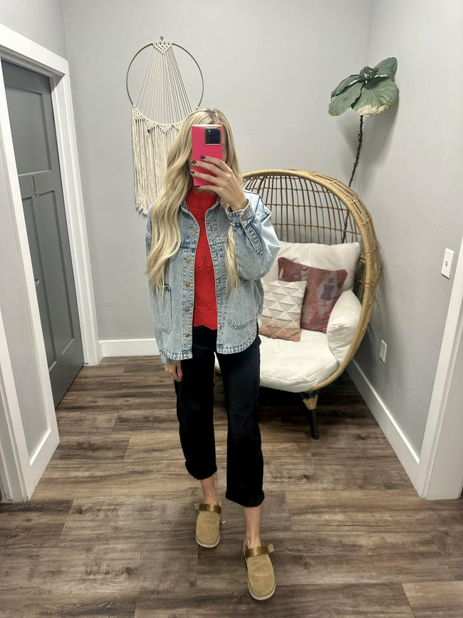 KANDICE VINTAGE DENIM BUTTON UP JACKET