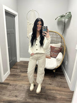 COURTNEY CREAM BUTTON FRONT CARDIGAN TOP