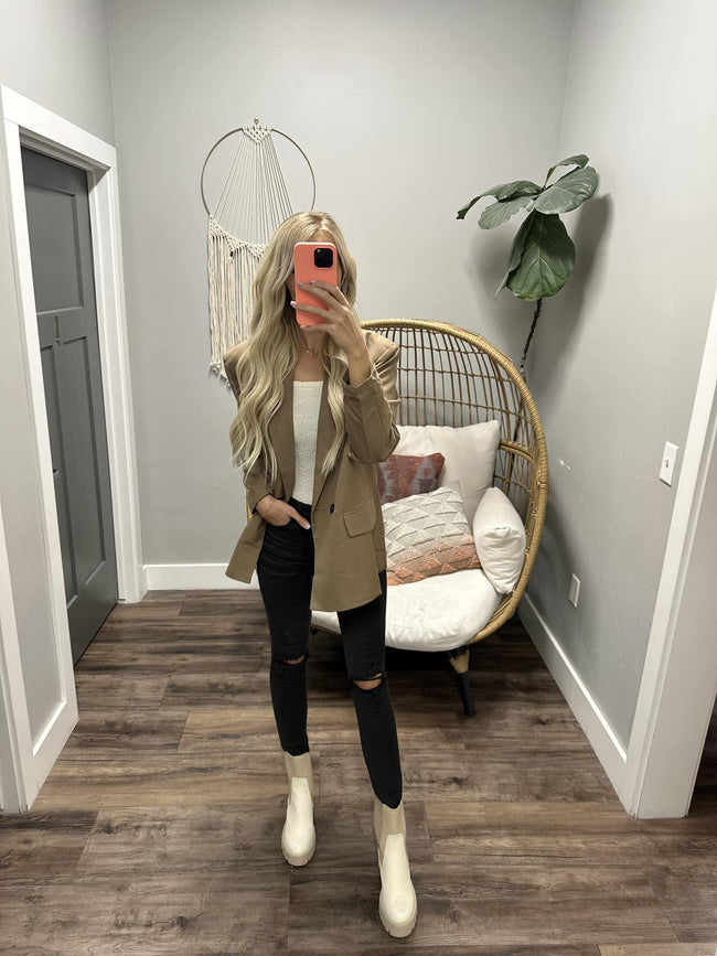 ALANA MOCHA BUTTON UP BLAZER JACKET