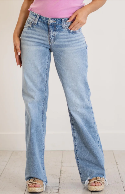 CHERYL VINTAGE WASH MID RISE STRAIGHT DENIM