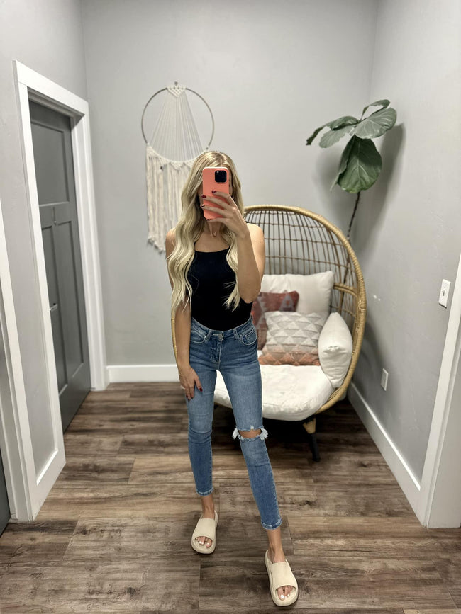 LIZZY BLACK TEXTURED TANK TOP