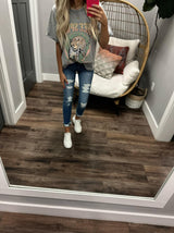 WASHED GREY FREE SPIRIT GRAPHIC TEE